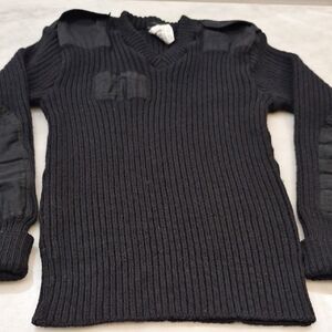 VTG Brigade Quartermasters Black Woolly Pully Sweater 100% Wool Sweater 42 SzM-L